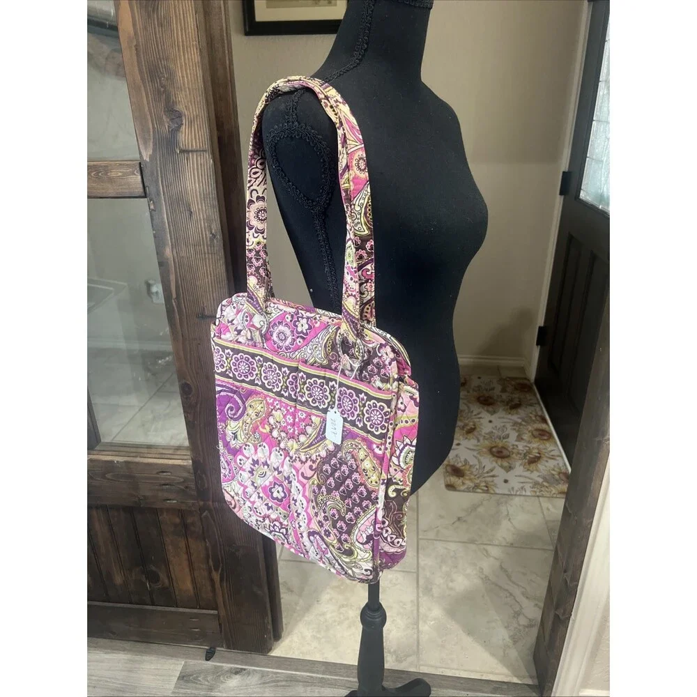 Vera Bradley (2010) Retired Very Berry Paisley Shoulder Handbag Purse Tote Boho